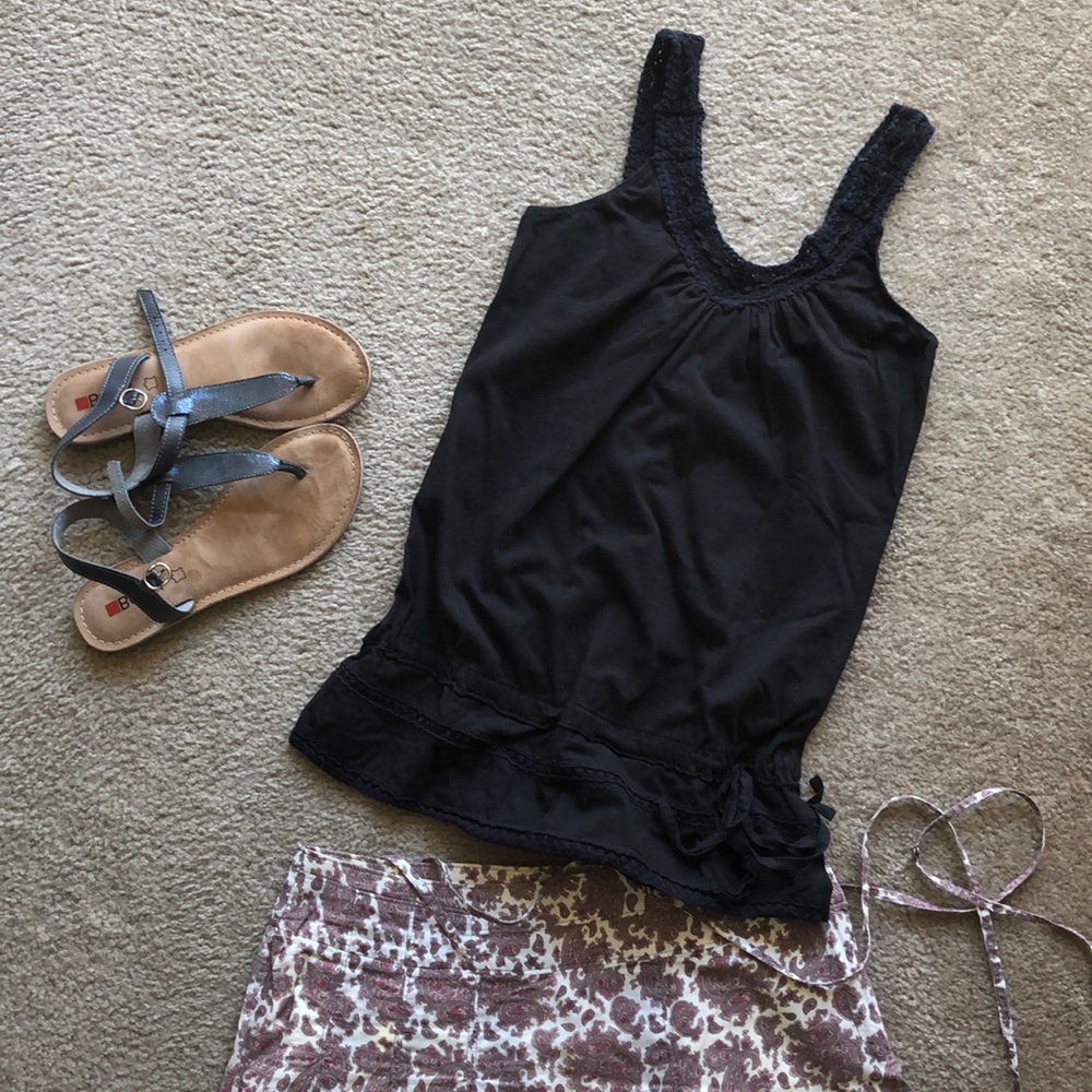 Cute boho cotton lace tank top.